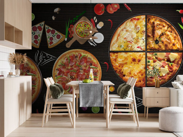 Lahodný výběr plátků pizzy Fototapeta Lahodný výběr plátků pizzy