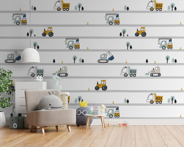 Fototapeta Fototapeta Žlutý traktor s černými koly (SKU: u96465)