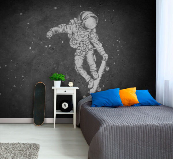 Astronaut na skateboardu ve vesmíru Fototapeta Astronaut na skateboardu ve vesmíru