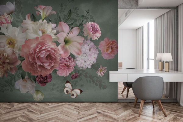 Elegantní kytice s jemným motýlem Fototapeta Elegantní kytice s jemným motýlem