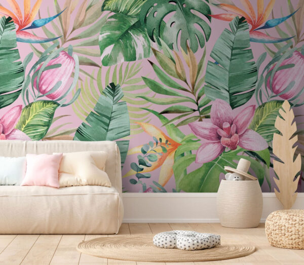 Fototapeta Vzor tropických listů a květin