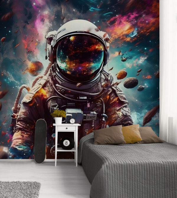Astronaut plující uprostřed kosmického smetí Fototapeta Astronaut plující uprostřed kosmického smetí