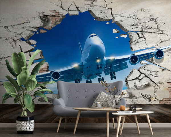 Jet prorazí prasklou stěnu Fototapeta Jet prorazí prasklou stěnu