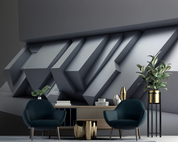 Fototapeta Fototapeta Bílá stěna s geometrickými tvary (SKU: u94692)