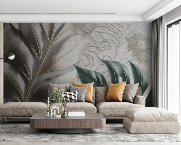 Fototapeta Tropické listy se složitými vzory.