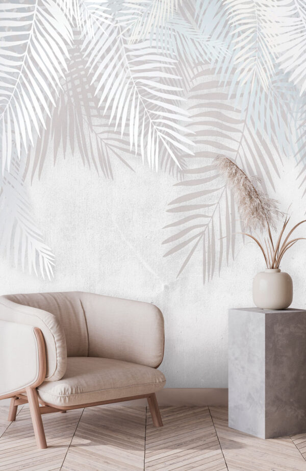 Fototapeta Bílá stěna se stínem listu