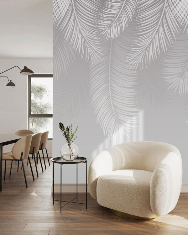 Fototapeta Bílé peří na šedém pozadí