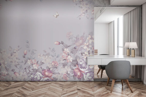 Fototapeta Květinový vzor s motýly