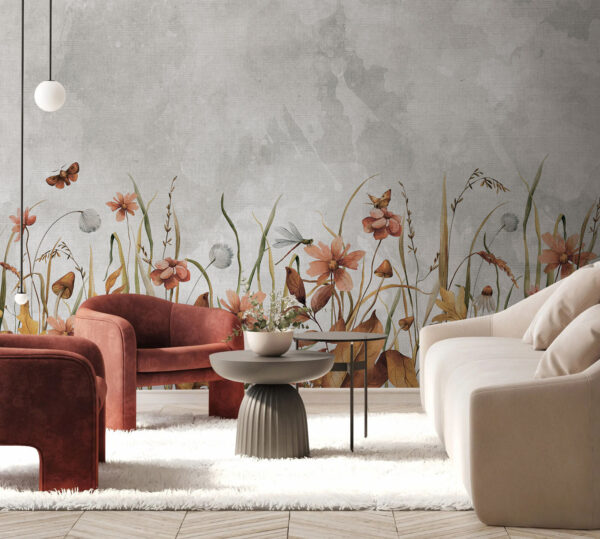 Fototapeta Malování květin a trávy