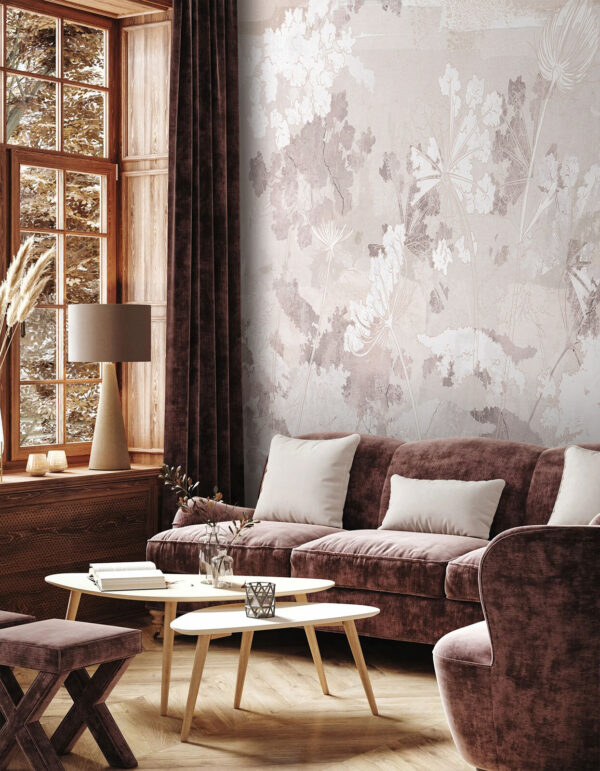 Fototapeta Fototapeta Bílý a šedý květinový vzor (SKU: u93665)