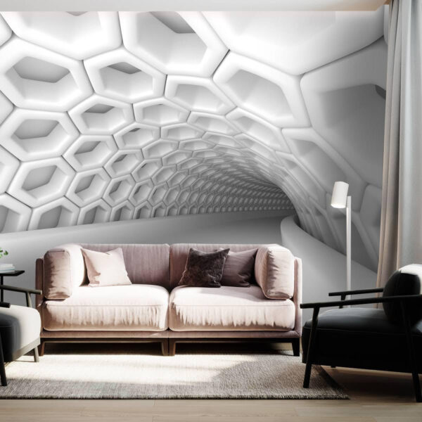 Fototapeta Bílý tunel se šestiúhelníky