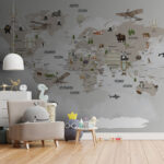Fototapeta Mapa světa se zvířaty