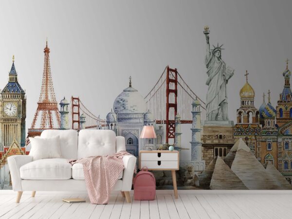 Wall murals Watercolor of a famous landmark Fototapeta Wall murals Watercolor of a famous landmark