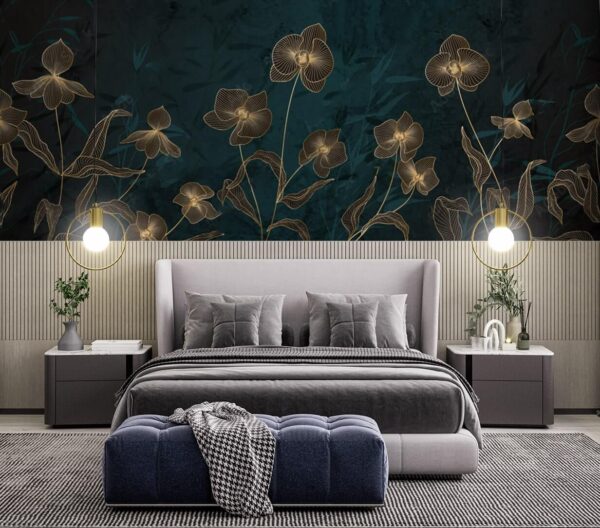 Elegantní květinový design na tmavém pozadí Fototapeta Elegantní květinový design na tmavém pozadí