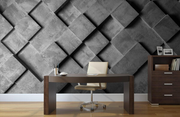 Geometrický vzor kamene ve stupních šedi Fototapeta Geometrický vzor kamene ve stupních šedi