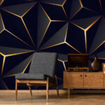 Fototapeta Abstraktní geometrický design v černé a jantarové barvě.