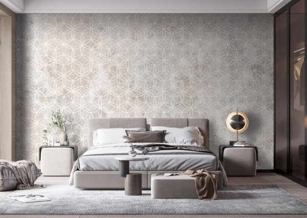 Fototapeta Bílý květinový vzor na šedém povrchu