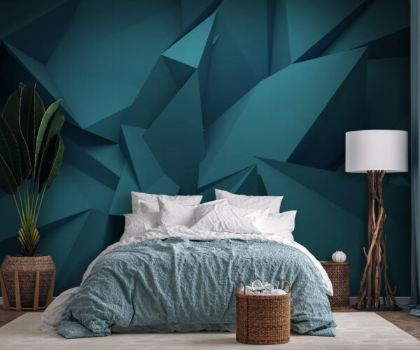 Abstraktní vzor modrých geometrických tvarů Fototapeta Abstraktní vzor modrých geometrických tvarů