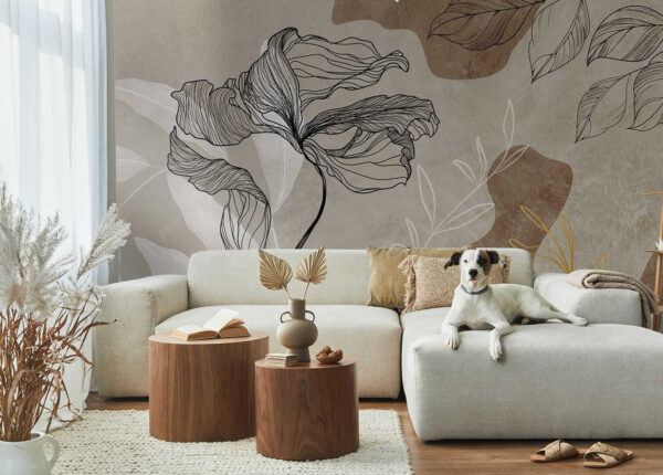 Elegantní liniový květinový design Fototapeta Elegantní liniový květinový design