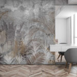 Fototapeta Elegantní botanický vzor na texturovaném pozadí.