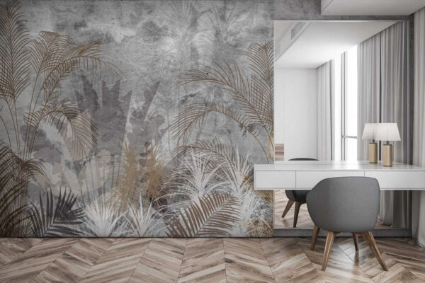 Elegantní botanický vzor na texturovaném pozadí Fototapeta Elegantní botanický vzor na texturovaném pozadí