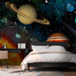Fototapeta Planeta s kruhy kolem ní
