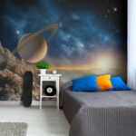 Fototapeta Planeta s prstenci na obloze