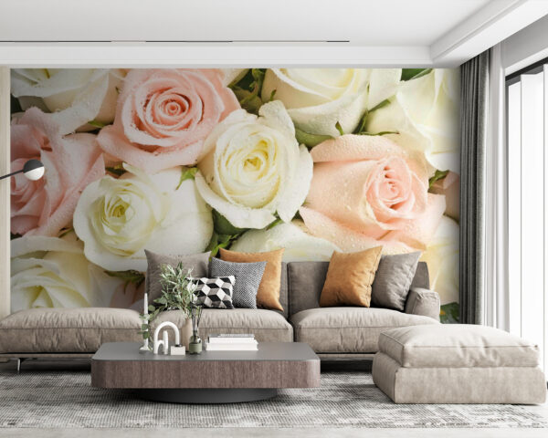 Fototapeta Skupina růžových a bílých růží