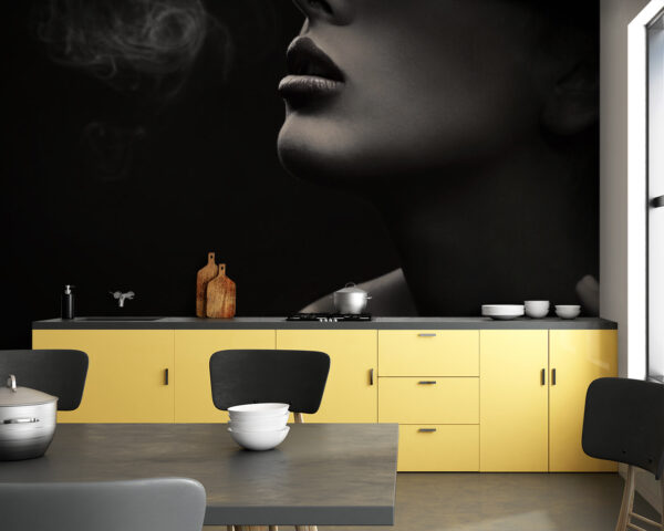 Žena v klobouku a s cigaretou na hlavě Fototapeta Žena v klobouku a s cigaretou na hlavě