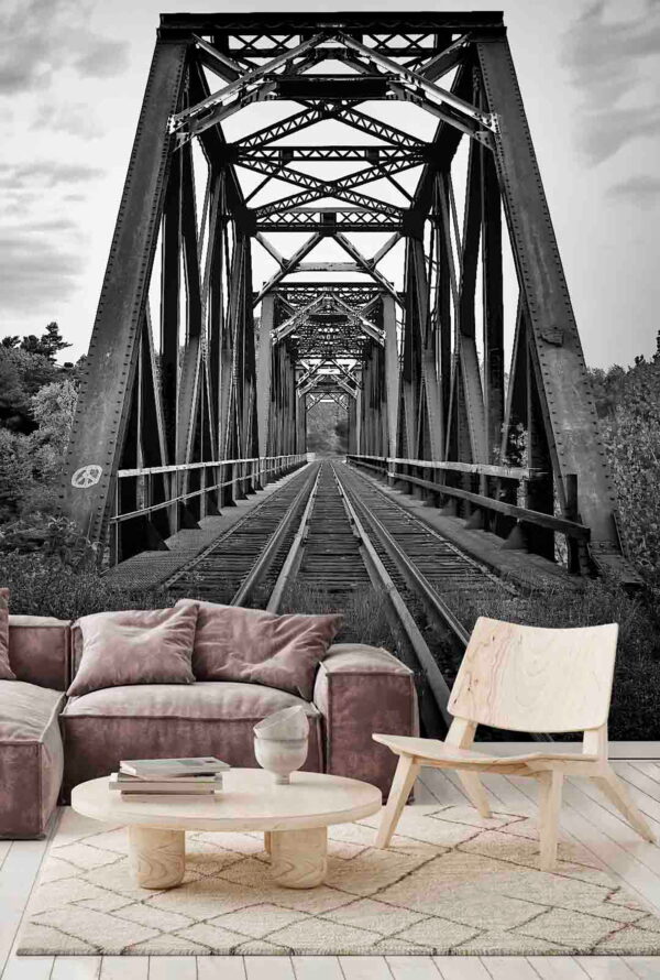 Fototapeta Vlakové koleje projíždějící mostem