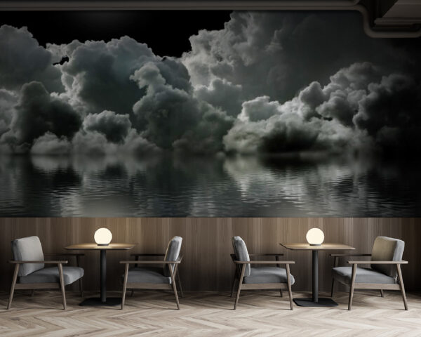 Měsíc nad vodou s mraky a mraky Fototapeta Měsíc nad vodou s mraky a mraky