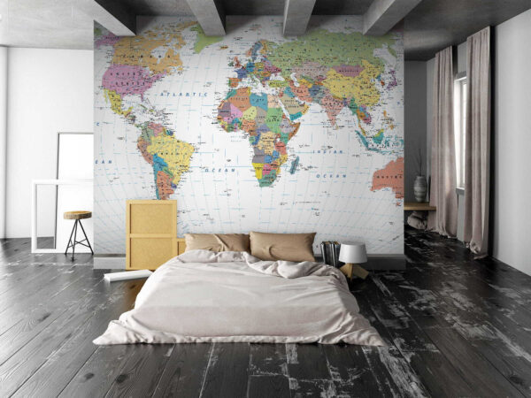 Mapa Austrálie s černým textem Fototapeta Mapa Austrálie s černým textem