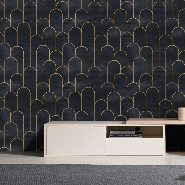 Elegantní černé oblouky s jemnými liniemi Fototapeta Elegantní černé oblouky s jemnými liniemi