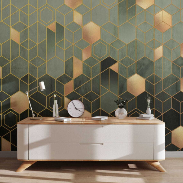 Geometrický vzor s kovovými akcenty Fototapeta Geometrický vzor s kovovými akcenty