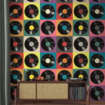 Fototapeta Barevné uspořádání vinylových desek.