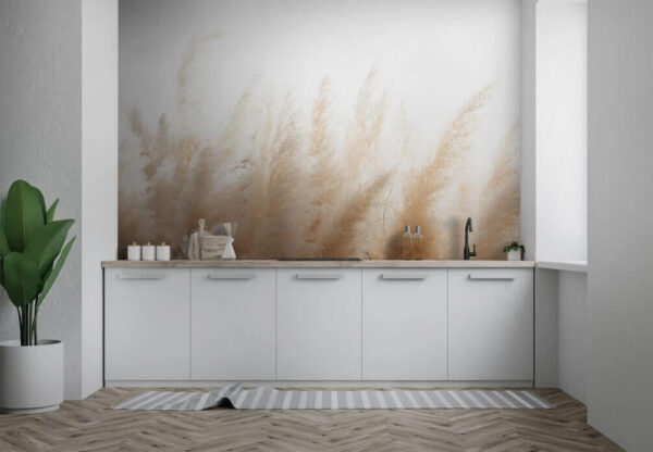 Fototapeta Skupina bílé a hnědé trávy