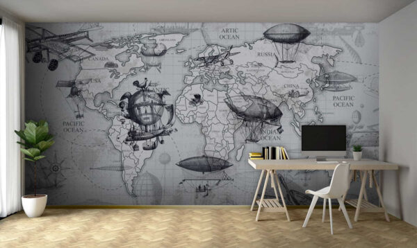 Mapa světa s různými typy balónů Fototapeta Mapa světa s různými typy balónů