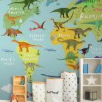 Fototapeta Mapa dinosaurů s bílým textem