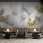 Fototapeta Wall murals White and green floral design