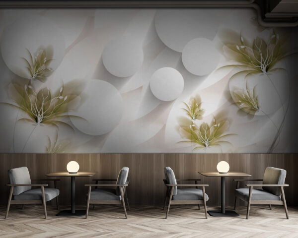 Fototapeta Fototapeta Wall murals White and green floral design (SKU: u49957)