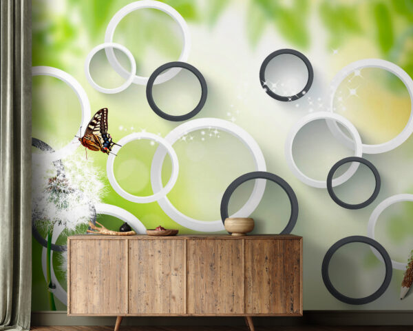 Motýl na květu pampelišky Fototapeta Motýl na květu pampelišky