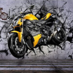 Fototapeta Motocykl prorazí zeď.