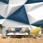 Fototapeta Bílé a modré geometrické tvary