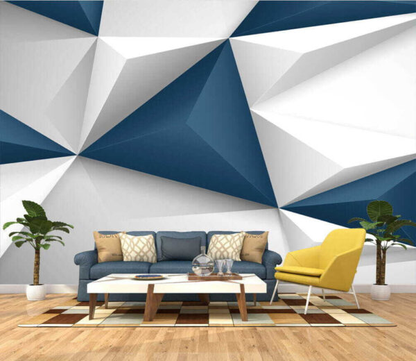 Bílé a modré geometrické tvary Fototapeta Bílé a modré geometrické tvary