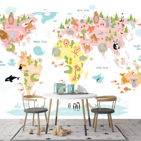 Mapa Afriky se zvířaty Fototapeta Mapa Afriky se zvířaty