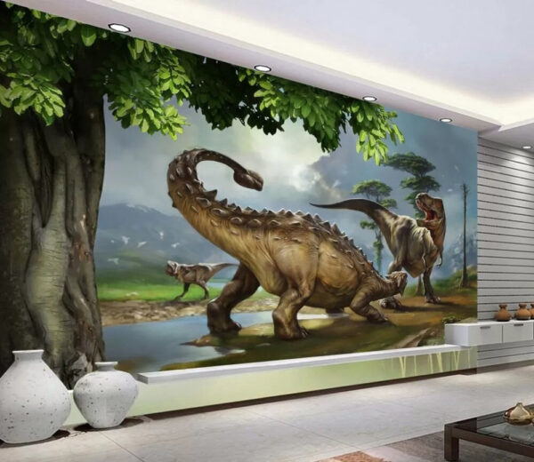 Velký dinosaurus s dlouhými rohy a dlouhým ocasem Fototapeta Velký dinosaurus s dlouhými rohy a dlouhým ocasem