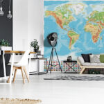 Fototapeta Mapa světa s různými vlajkami