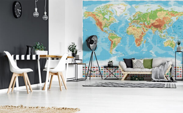 Mapa světa s různými vlajkami Fototapeta Mapa světa s různými vlajkami