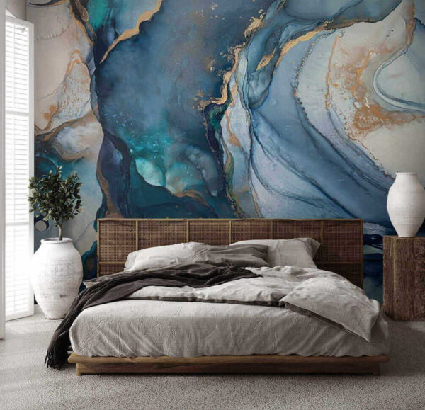 Abstraktní vířivé modré vzory inspirované oceánem Fototapeta Abstraktní vířivé modré vzory inspirované oceánem
