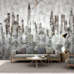 Fototapeta Abstraktní geometrický design panoramatu města.